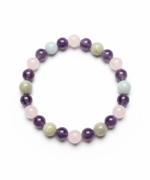 Amazonite, ametista e quartzo rosa pulseira do equilíbrio e amor próprio